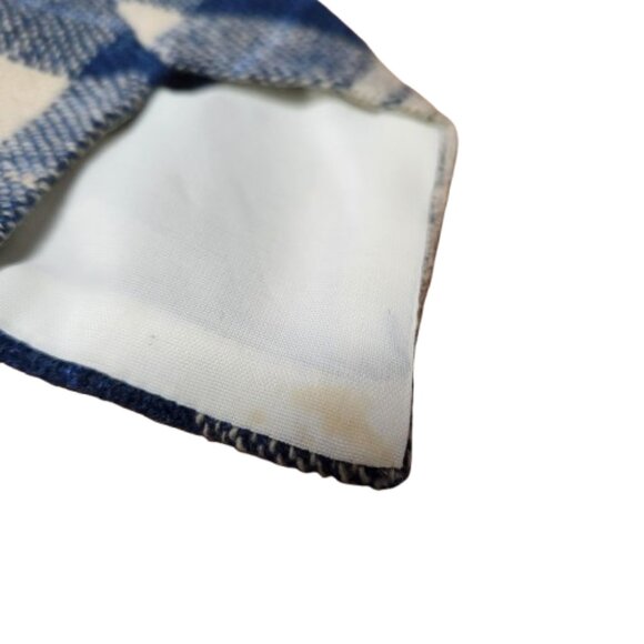 Vintage Melin Gwlan Penmachno Wool Woollen Mill Tie Blue Plaid - M/I North Wales - Picture 4 of 4